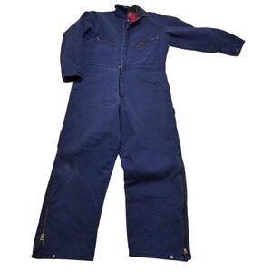 Dickies Coveralls Jumpsuit Mens 42/44 Short Navy Blue Workwear Zip Leg Lined